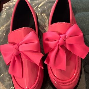 Bright Pink Loafers with Bow never worn